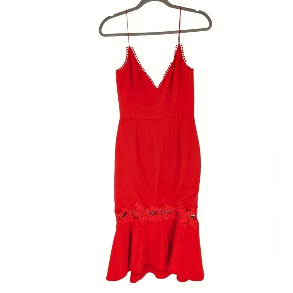 NICHOLAS BHLDN Amina Midi Dress Flounce Poppy Red 4 - Picture 4 of 12
